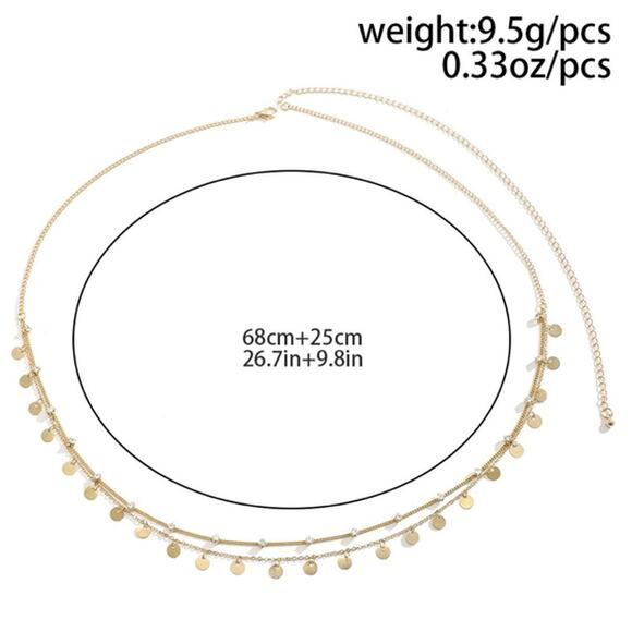 2/$30 Belly Chain Waist Chain Gold Tone Dual Layer NEW Circles Rhinestones - Picture 4 of 6